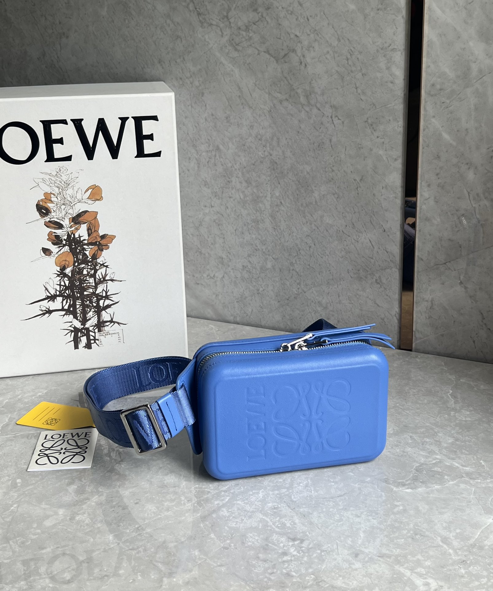 Loewe Molded Sling in Smooth Calfskin Blue